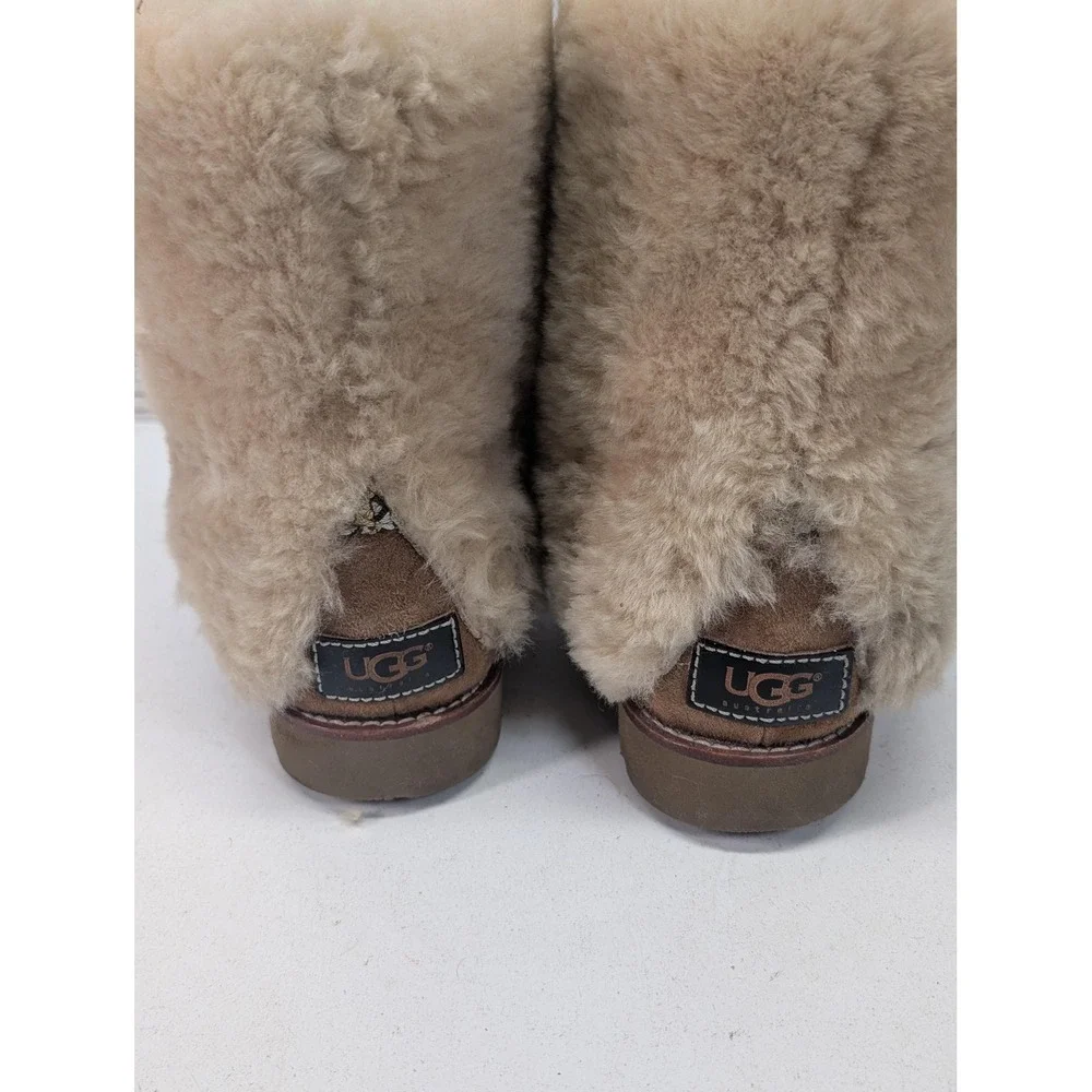 UGG Boots Womens Size 6 Brown Suede Shearling Lined Mid-Calf Pull On Sheepskin